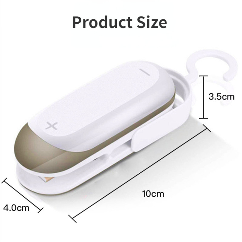 Mini táskazáró Hordozható hővákuumos tömítők 2 az 1-ben hővágó tömítők élelmiszerzacskó tárolására, horoggal kézben tartva