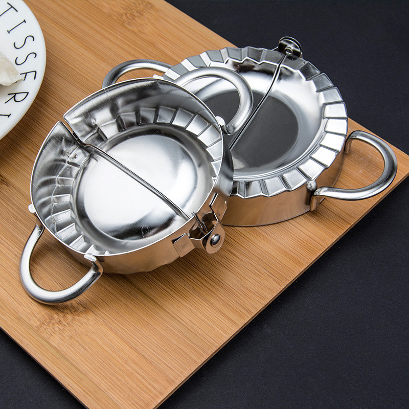 Gombóckészítő, rozsdamentes acél gombócforma és tésztanyomó vágó, kézi csipetnyi gombóc piteforma készítő tésztavágó eszköz