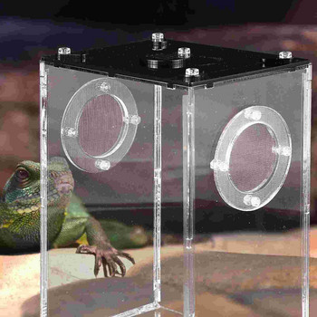Клетка за местообитание на паяк Стъклени контейнери Терариум за змии Местообитание Терариум за гущер Кутия за хранене на влечуги Черупка Преносимо местообитание на гекон