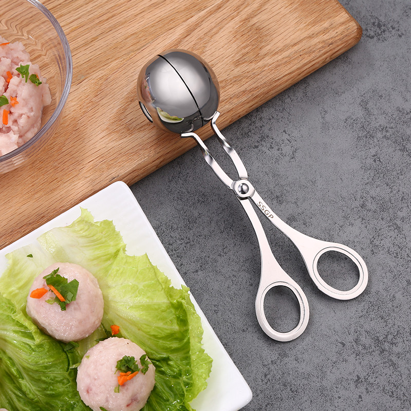 Konyhai szerszám rozsdamentes acél húsgombóc vágógolyós gép húsgombóc csíptető garnélarák csúszós rizsgolyó forma golyó kanál hallabda