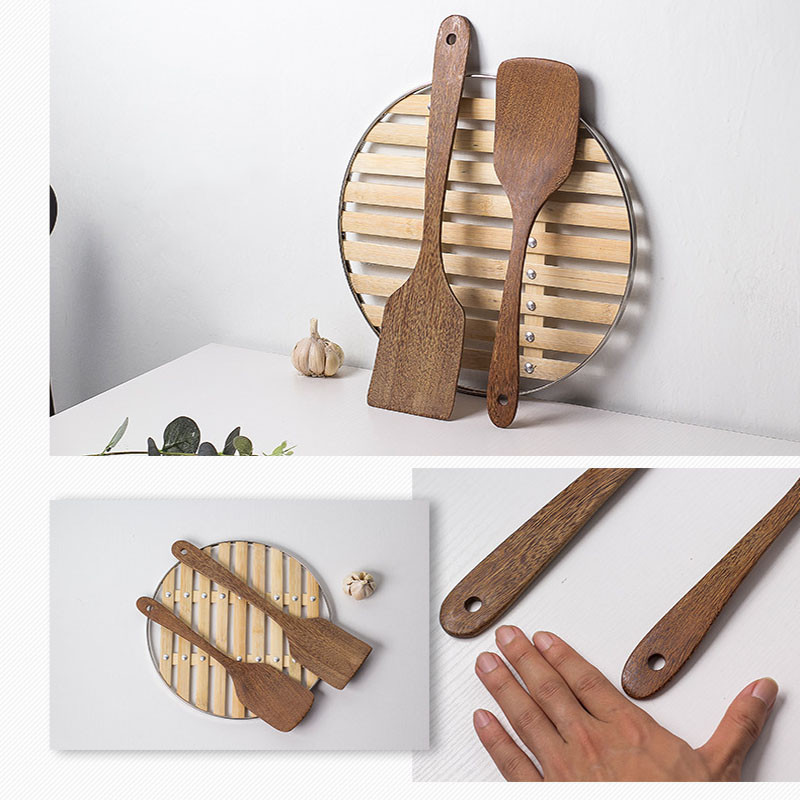 1 db thaiföldi teak természetes fa étkészlet kanál serpenyő kanál főzőedények sült lapát spatula konyhai főzőeszköz