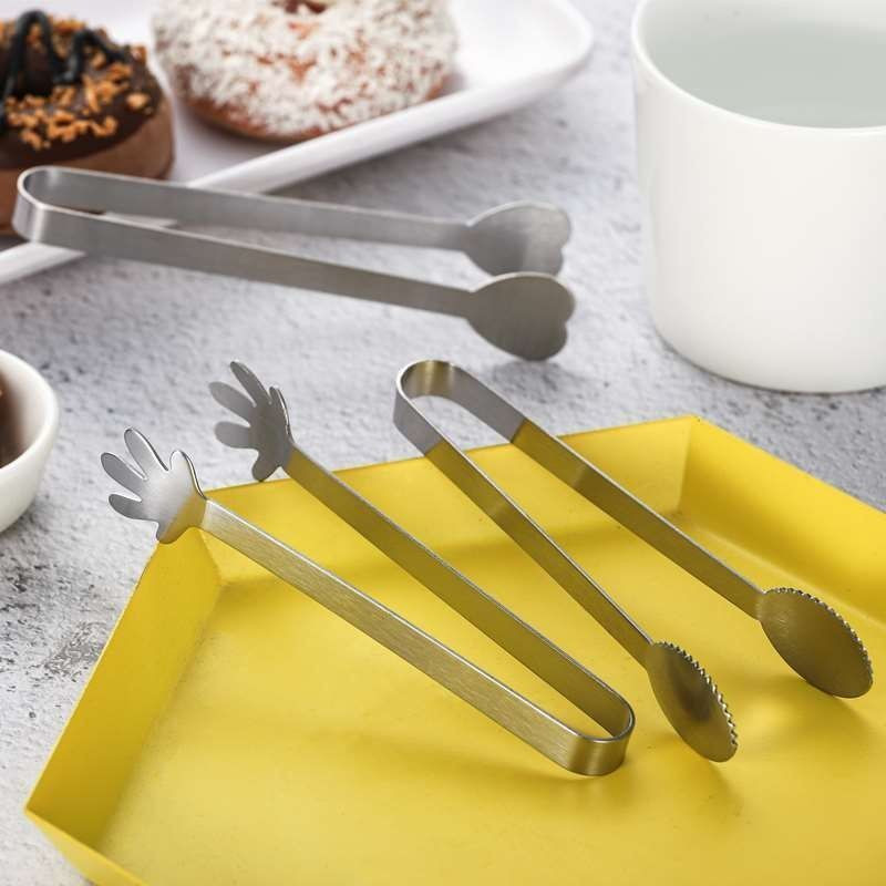 3db Kreatív pálmacukor-jégkocka fogók Tapadásmentes, rozsdamentes acél burgonya chips fogók bárkonyhához Grill parti eszközök