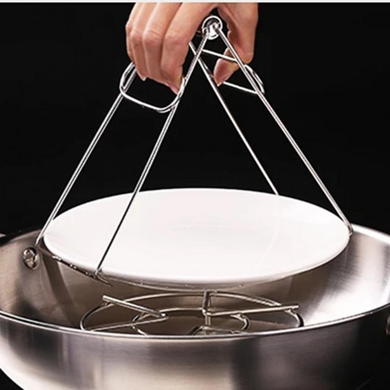 Könnyű rozsdamentes acél összehajtható melegedénybilincs Forrázásgátló tálcsipesz tányér Edényfogó Konyhai edénytartó Konyhai szerszám