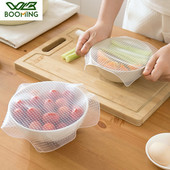 WBBOOMING 4db/készlet Lezárt szilikon ragasztófólia friss élelmiszer takaró fólia konyhai sztreccs frissen tartó konténer fedél becsomagoló eszköz