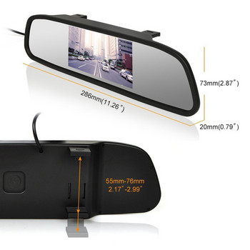 4,3-инчов монитор с огледало за обратно виждане на автомобила Система за автоматично паркиране TFT-LCD екран с висока разделителна способност с CCD резервна камера за обратно виждане