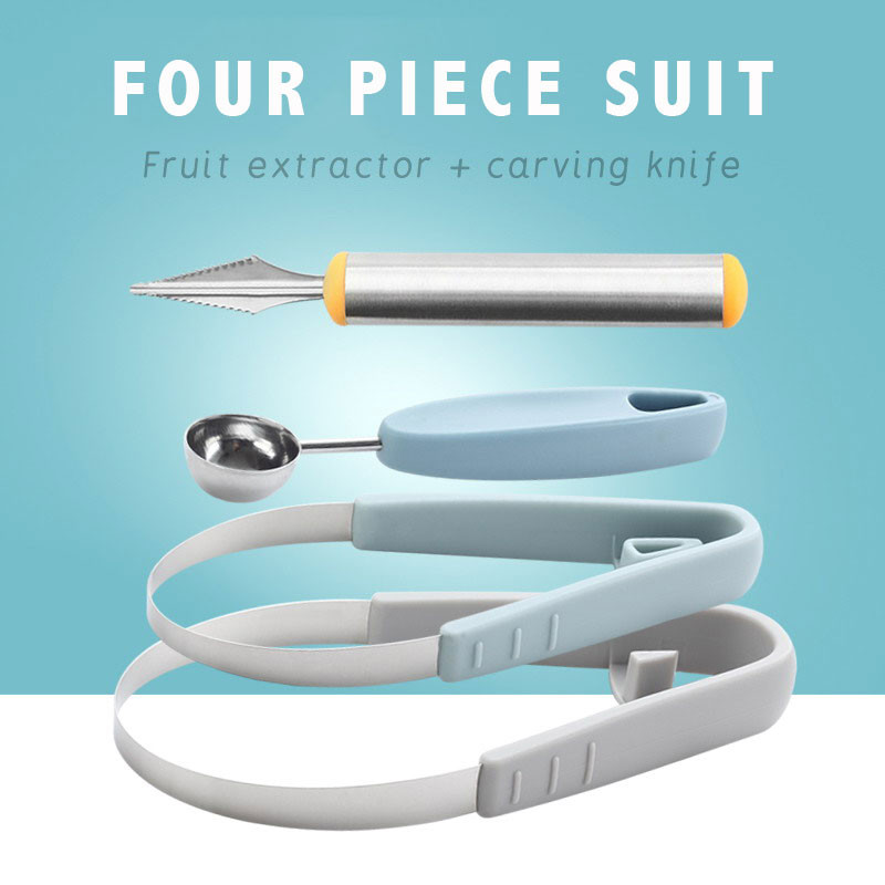 swayboo Többfunkciós 4 db-os készlet konyhai eszközök Fagylalt Ásó Golyó Kanál Faragó Kés Dinnye gyümölcskanál hámozó Konyhai kütyü