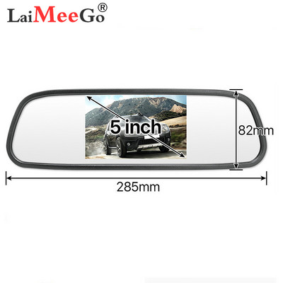 2,4 g vezeték nélküli 5"-os TFT LCD autós visszapillantó tükör monitorkészlet + vízálló mini tolatókamera autóhoz/járműhöz