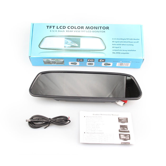 2,4 g vezeték nélküli 5"-os TFT LCD autós visszapillantó tükör monitorkészlet + vízálló mini tolatókamera autóhoz/járműhöz