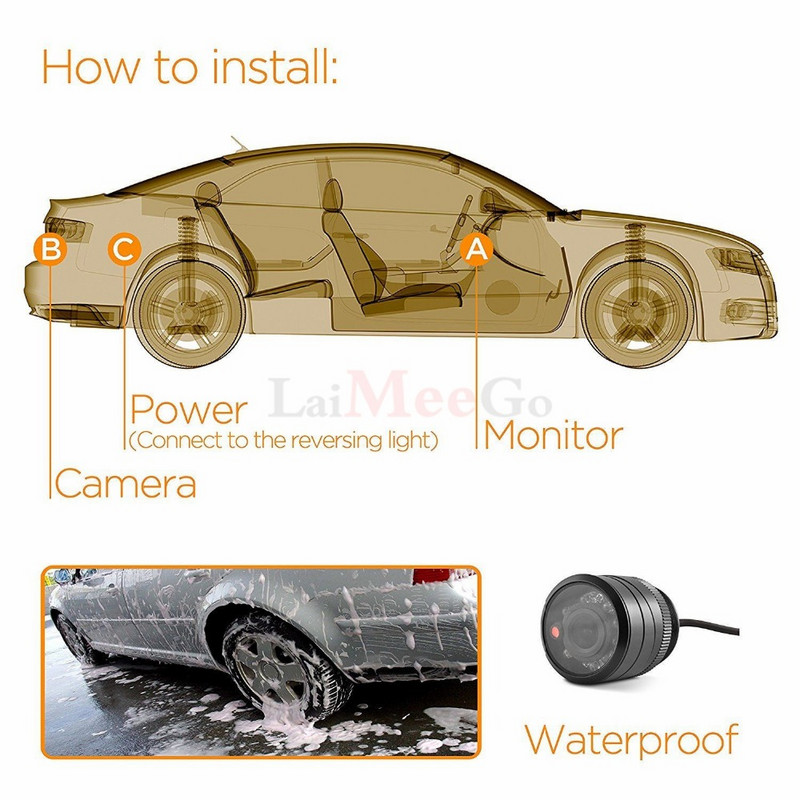4,3 hüvelykes autós visszapillantó tükör monitor Vízálló éjjellátó tolatókamera HD képernyős jármű visszapillantó kijelzővel