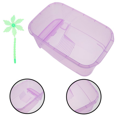 Hüllők Tank Doboz Tenyészketrec Teknős Akvárium Etetés Kisállat Műanyag Hordozó Teknős Tok Botok Kiegészítők Pókgyík