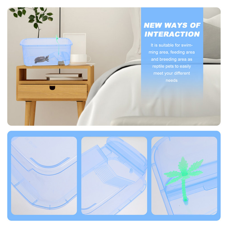 Hüllők Tank Doboz Tenyészketrec Teknős Akvárium Etetés Kisállat Műanyag Hordozó Teknős Tok Botok Kiegészítők Pókgyík