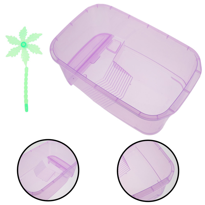 Hüllők Tank Doboz Tenyészketrec Teknős Akvárium Etetés Kisállat Műanyag Hordozó Teknős Tok Botok Kiegészítők Pókgyík