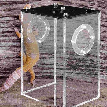 Клетка Прозрачен резервоар за влечуги Преносим калъф за змия Премиум Стъклени контейнери Прозрачна жива пластмасова професионална кутия