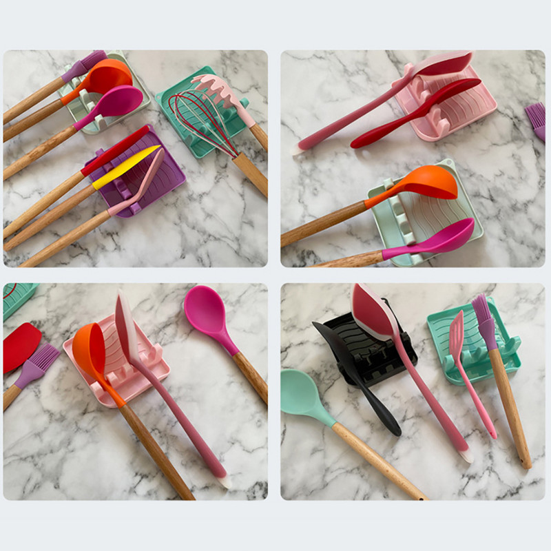 1 db-os spatula állvány skandináv stílusú edényfedeles lapátos tárolóállvány Egyszerű praktikus többfunkciós konyhai kellék csúszásmentes műanyag alátét