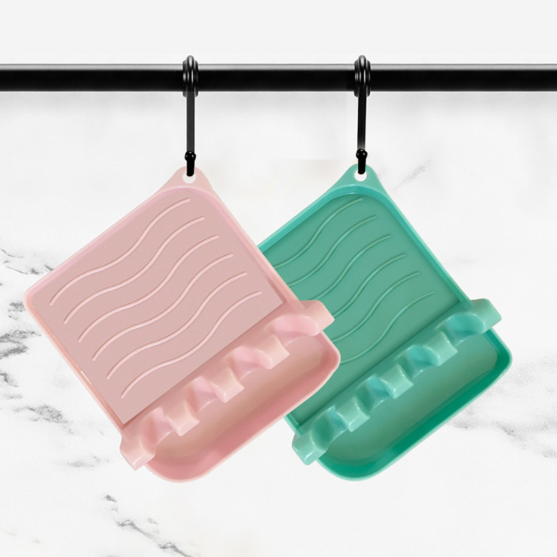 1 db-os spatula állvány skandináv stílusú edényfedeles lapátos tárolóállvány Egyszerű praktikus többfunkciós konyhai kellék csúszásmentes műanyag alátét