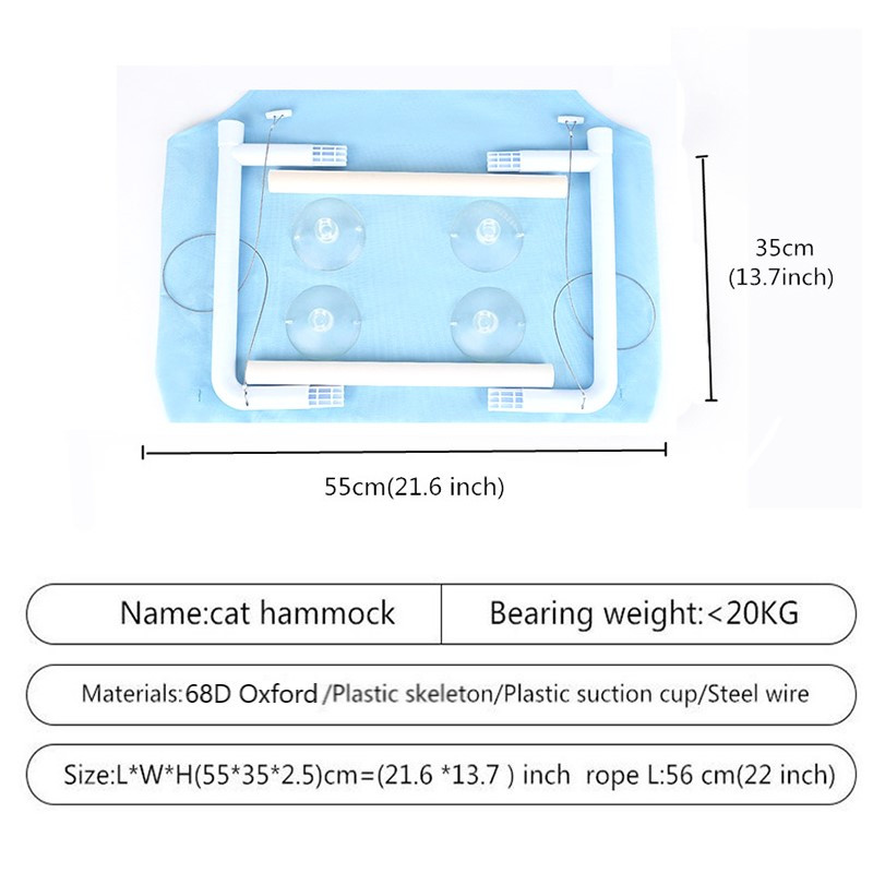 Hamac pentru pisici agățat pentru fereastră pat pentru pisici Pat pentru pisici câini de talie mică Sunny fereastra scaun cu suport cu pătură 20 kg accesorii pentru animale de companie