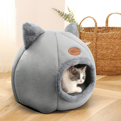 Супер мека кучешка кръгла котка Комфорт за дълбок сън през зимата Топла палатка за спане Уютна подложка за пещера Преносимо вътрешно котешко легло за котки