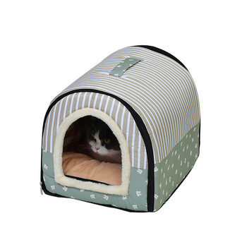 Hanpanda Four Seasons Portable Cat\'s House 16 Kinds Εκτυπώσεις Ημίκλειστο κρεβάτι για κατοικίδια Γάτα 3d βελούδινη, αφαιρούμενη και πλενόμενη σκηνή βίλας