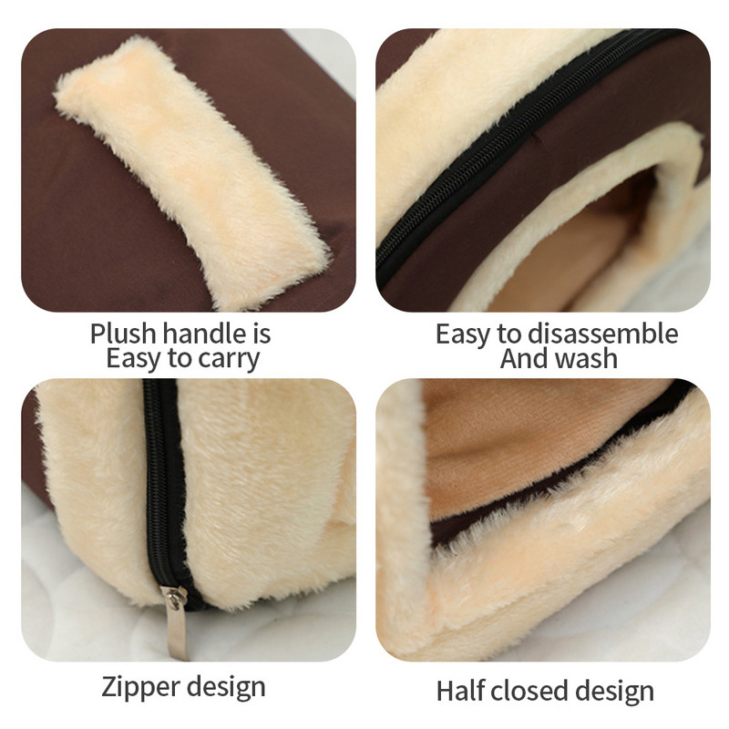 Hanpanda Four Seasons Casă portabilă pentru pisici 16 tipuri de imprimeuri Pat semi-închis pentru animale de companie Cort vilă detașabil și lavabil de pluș 3d pentru pisici