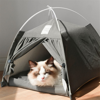Сгъваема палатка за домашни любимци, легло, пещера за котка, малко куче, преносима палатка за котки, легло за коте, колиба, вътрешна, външна лятна палатка за кученца, уютна пещерна къща