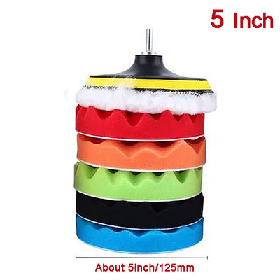 Set de 8 bucăți de tampon de lustruit Filet 4/6/7/5 inch Kit de tampon de lustruit pentru reparații auto auto pentru șlefuitor de mașini + adaptor de foraj Accesorii pentru scule electrice