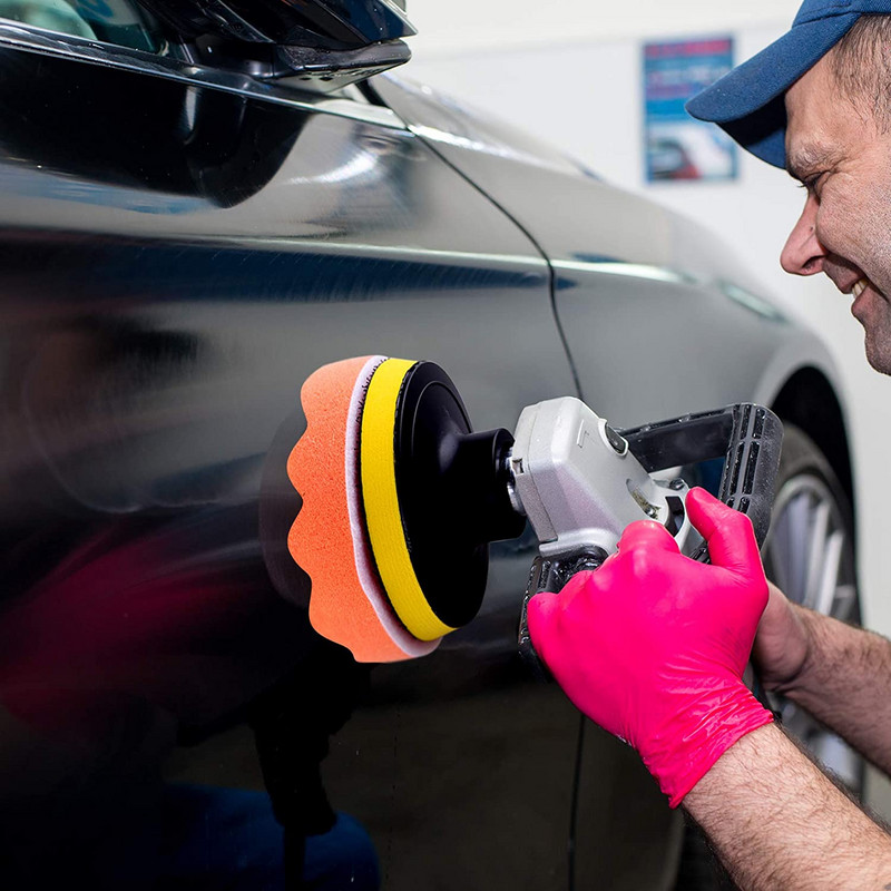 Set de 8 bucăți de tampon de lustruit Filet 4/6/7/5 inch Kit de tampon de lustruit pentru reparații auto auto pentru șlefuitor de mașini + adaptor de foraj Accesorii pentru scule electrice