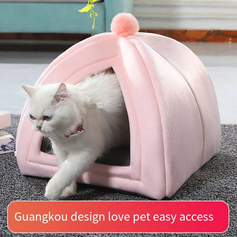 Kačių lovos kačių lizdas sustorintas tinklas raudonas lizdas „Four Seasons“ universalus žiemos šiltas šunų lizdas kačių lizdas uždarytas „Four Seasons“ kačių reikmenys