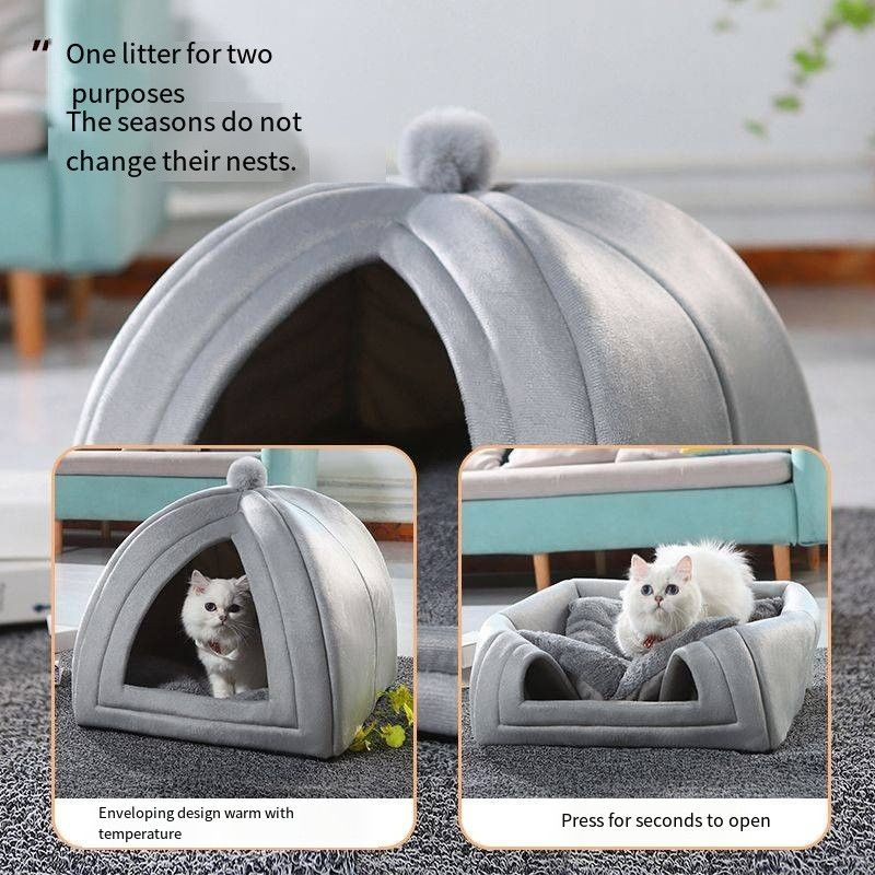 Kačių lovos kačių lizdas sustorintas tinklas raudonas lizdas „Four Seasons“ universalus žiemos šiltas šunų lizdas kačių lizdas uždarytas „Four Seasons“ kačių reikmenys