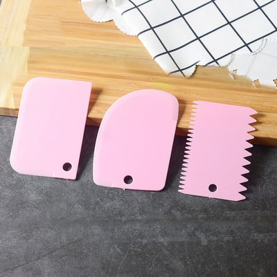 3 buc/lot tăietor de prăjituri aluat spatulă pentru tăiat prăjituri răzuitoare pentru smântână Dispozitive de tăiat pentru pastă răzuitoare dinți neregulați pentru tăiere bricolaj 2021