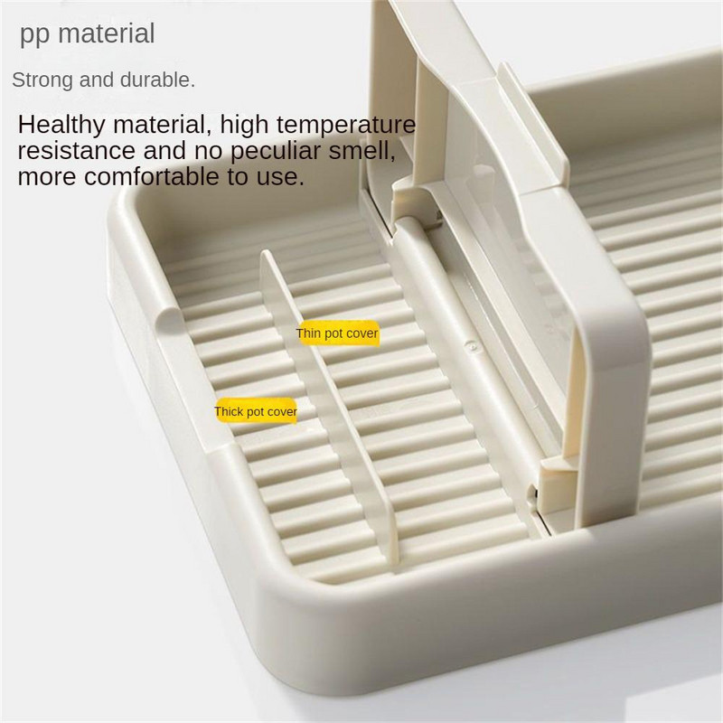 Bucătărie capac bej Depozitare capac de depozitare pliabil Raft de depozitare Articole de bucătărie Raft de depozitare pentru capac de oală Suport pentru capac alb din plastic durabil
