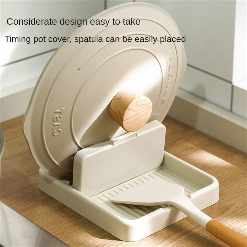 Bucătărie capac bej Depozitare capac de depozitare pliabil Raft de depozitare Articole de bucătărie Raft de depozitare pentru capac de oală Suport pentru capac alb din plastic durabil
