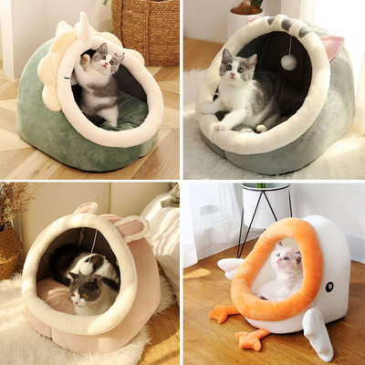 Cute Warm Cat`s House Dogs Κρεβάτια Kitten Nesk Pet Ξαπλώστρα για γάτες Αξεσουάρ για γάτες που πλένονται αφαιρούμενο κρεβάτι Καλάθι για γάτες Cave