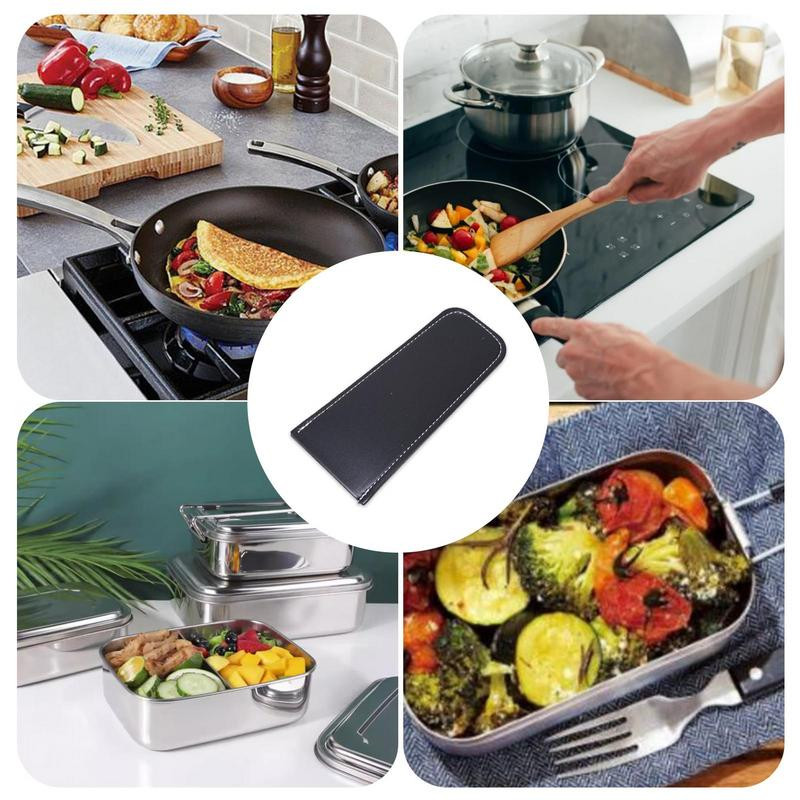 Manșon cu mâner din piele artificială Suport pentru cutie de prânz Manșon Capac pentru oală pentru picnic de camping Pentru oală de camping Oala de prânz cu ramen