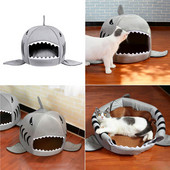 Pat pentru animale de companie de desene animate Cuibul de burete în formă de rechin Covoraș cald de toamnă iarnă Casă de dormit pentru pisici pentru casă Animale mici Hamsteri