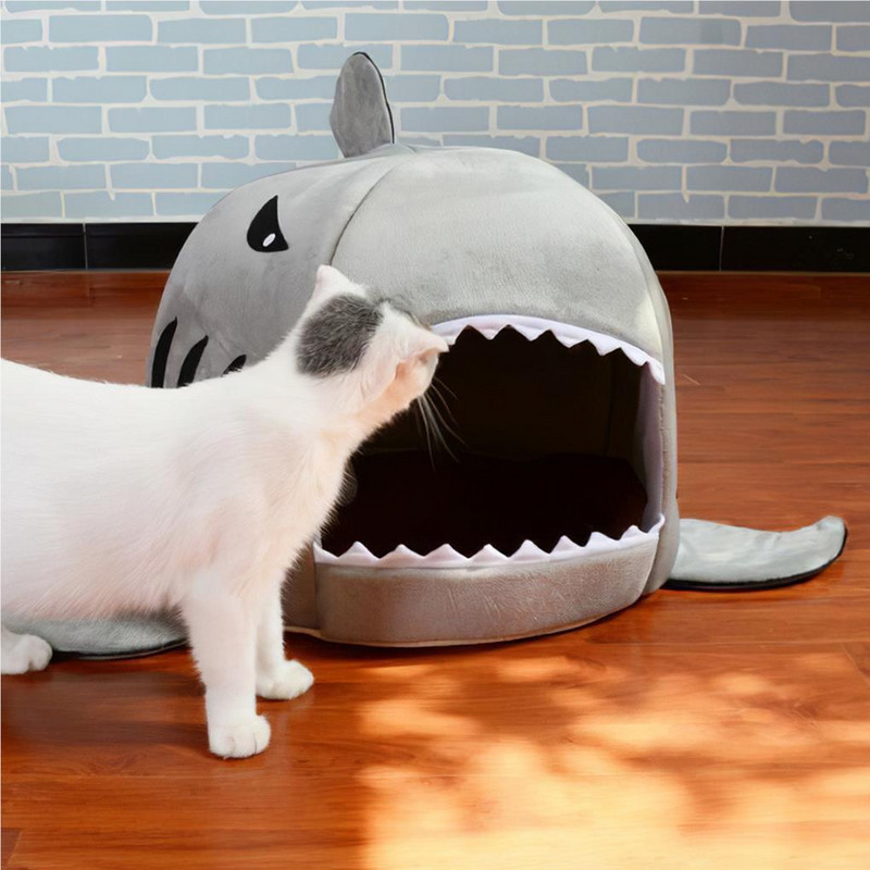 Pat pentru animale de companie de desene animate Cuibul de burete în formă de rechin Covoraș cald de toamnă iarnă Casă de dormit pentru pisici pentru casă Animale mici Hamsteri