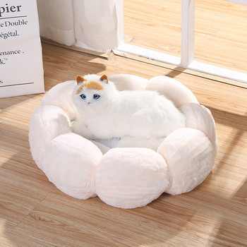 Котешко легло с форма на цвете Зимна плюшена колиба Меко котешко одеяло Килим Домашен любимец Топла подложка за спане Вътрешна възглавница за малки големи кучета
