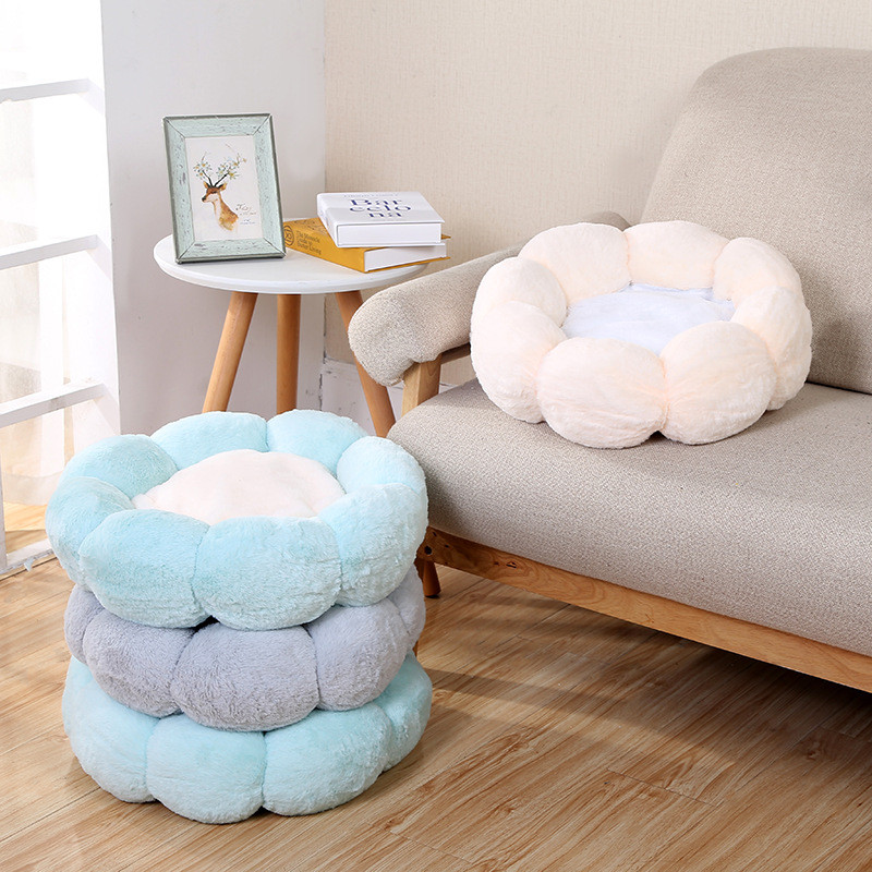 Gėlės formos kačių lova Žieminis pliušinis veislynas Minkštas kačių antklodės kilimas naminiams gyvūnėliams šiltas miegamasis pagalvėlė kambarinė pagalvėlė mažam dideliam šuniui