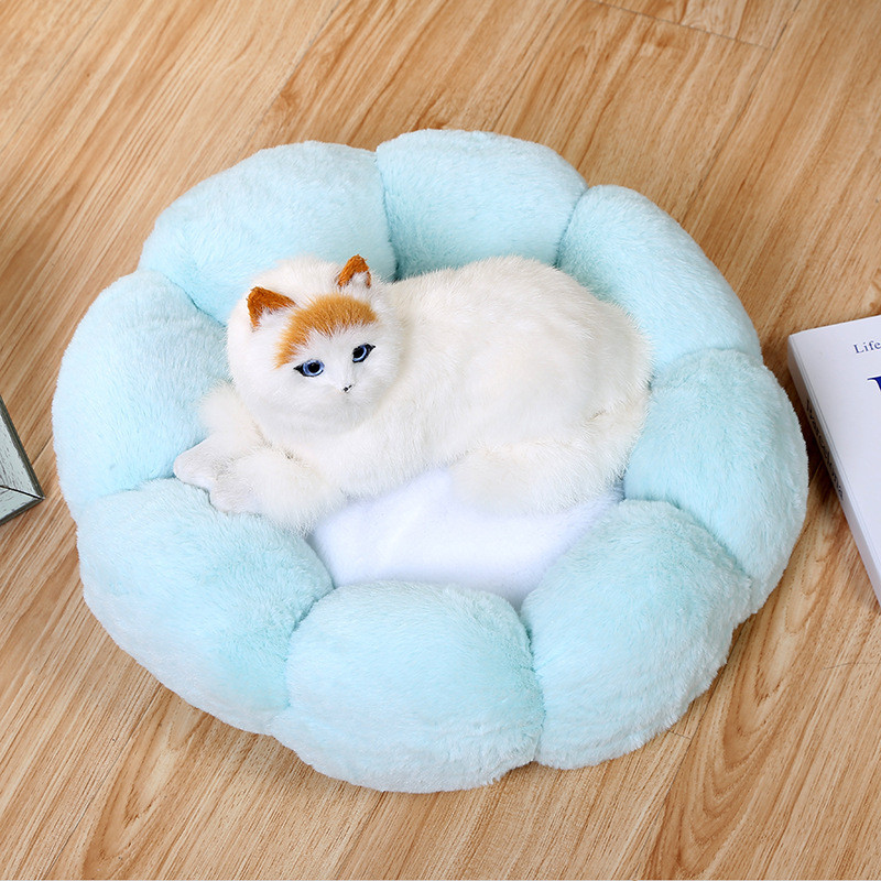 Gėlės formos kačių lova Žieminis pliušinis veislynas Minkštas kačių antklodės kilimas naminiams gyvūnėliams šiltas miegamasis pagalvėlė kambarinė pagalvėlė mažam dideliam šuniui