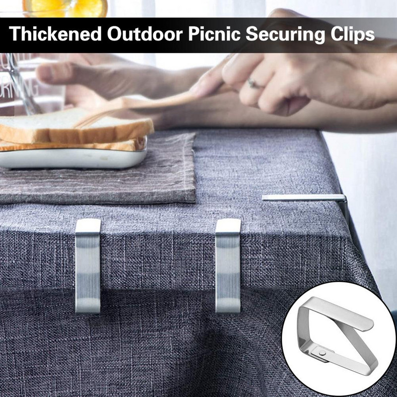 4 vnt staltiesės laikikliai Patogūs universalūs nerūdijančio plieno buities reikmenys Tvirtinimo segtukai Staltiesės segtukai