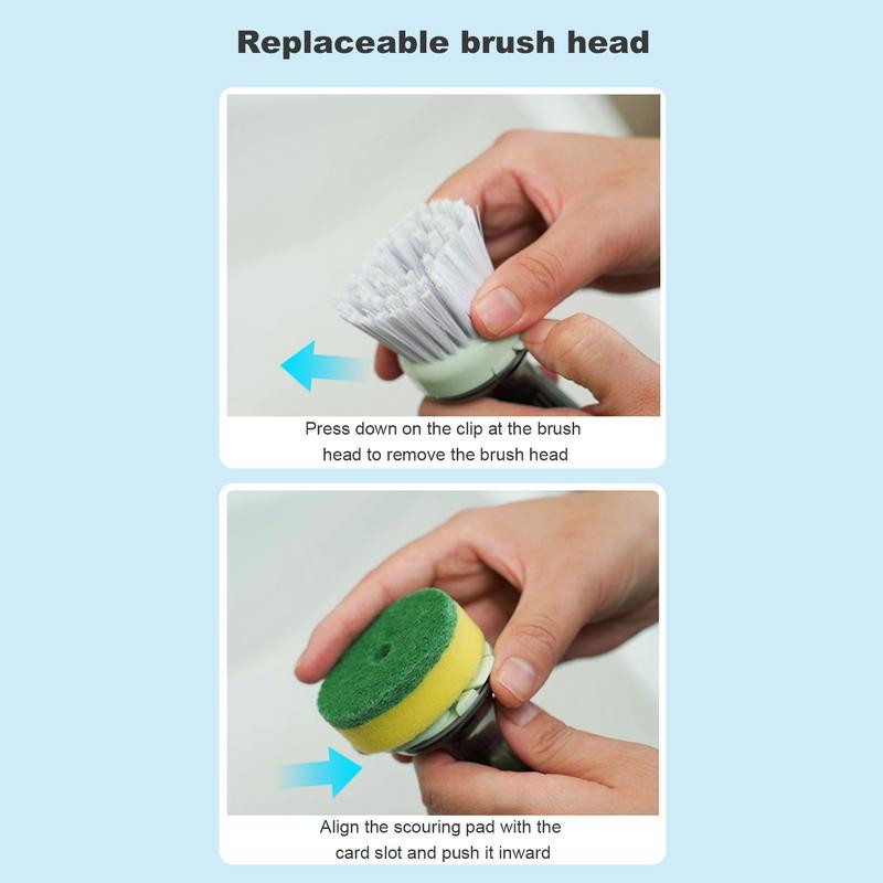 Perie de vase cu dozator de săpun Perie de spălat vase de bucătărie cu cap de perie înlocuibil Distribuitor de săpun Perie de spălat vase pt.