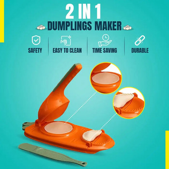 Dumpling Maker 2 in 1 Efficient Dumplings Mold Set Manual Wrapper Dumplings Making Mould Dough Pressing Mold DIY Kitchen Tools
