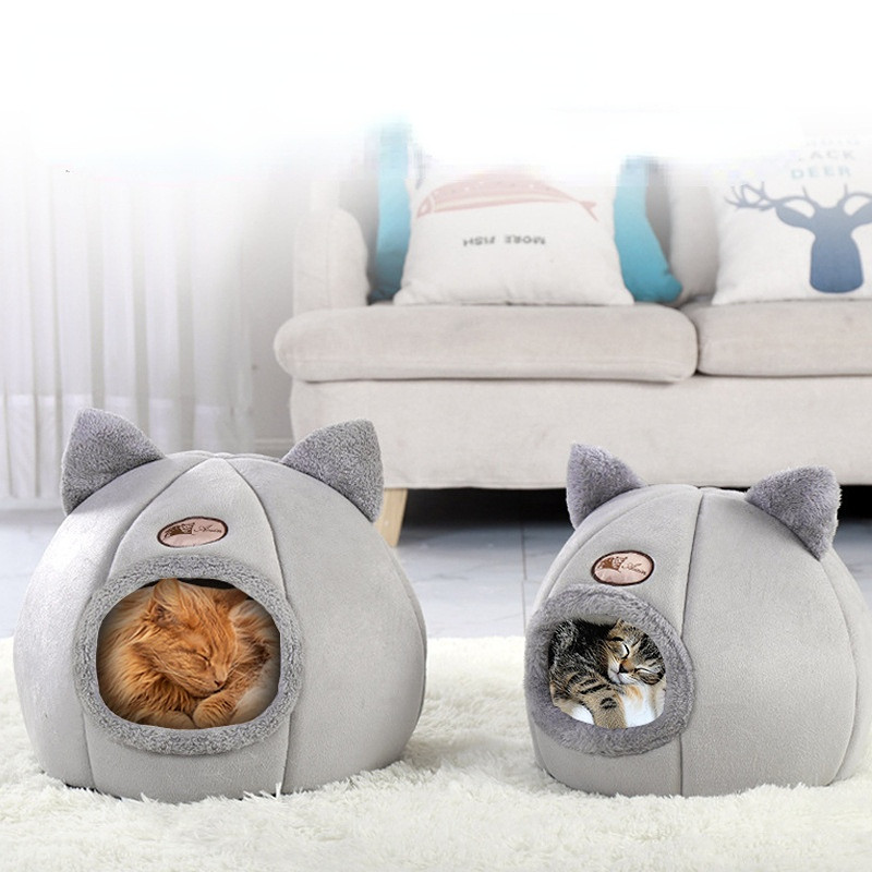 Nou confort de somn adânc în iarnă Pat pentru pisici Coș mic Coș Produse pentru casă pentru câini mici Cort pentru animale de companie Cozy Cave Nest Interior