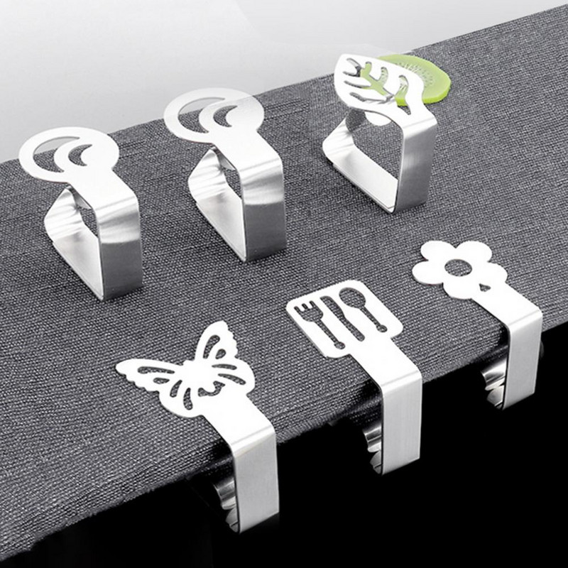 4 τμχ Στιλβωμένες αντισκωριακές Ασφαλείς Διαφορετικά Σχήματα Πυκνωτές θήκες τραπεζομάντιλων Κλιπ στερέωσης τραπεζομάντιλων Οικιακά είδη