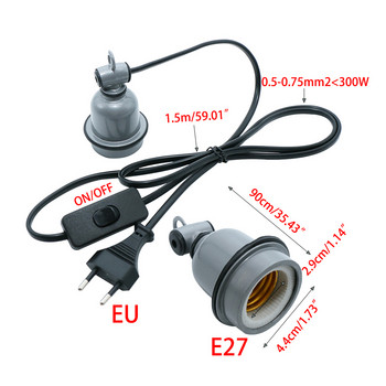 Кабел за захранващ кабел за развъждане на ферма E27 Керамични държачи за лампи за отопление на влечуги Основа ЕС Висящо осветително тяло Адаптер за гнездо с ключ