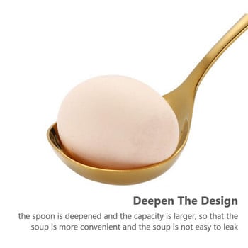 Лъжица от неръждаема стомана 304 Soup Spoon Deepen Thickened Large Capacity Spoon Кухненски инструмент за готвене Посуда за сос бульон сос