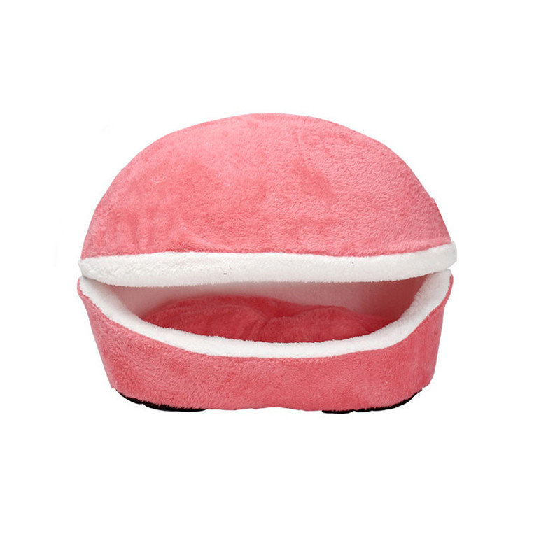 Kačių mėsainių lova Hamburgerio dizaino minkšta naminių gyvūnėlių lova, atspari vėjui, nuimamas medvilninis kačių miegmaišis, skirtas glaustis katėms, mažiems šunims