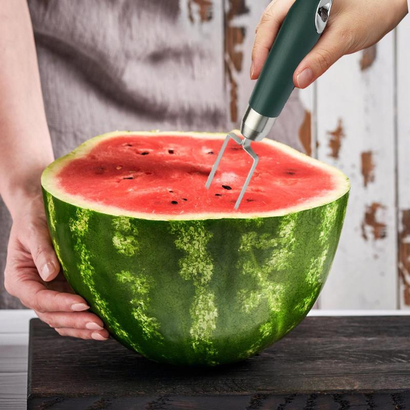 Instrument de tăiat cuburi de pepene verde din oțel inoxidabil 304 Instrument de tăiat cuburi de pepene verde, dispozitiv portabil de tăiere cuburi de fructe în siguranță, Gadgets de bucătărie pentru grătar de camping