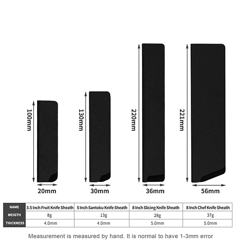 ABS aksominis peilio ašmenų apsauginis dangtelis krašto apsaugos dėklas juodas įvairių dydžių plastikinis virėjas peilių dangteliai virtuvės peilio apvalkalo įrankis