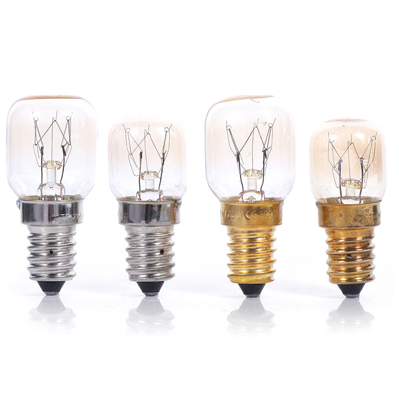220V augstas temperatūras spuldze 15W 25W E14 300 grādu mikroviļņu krāsns spuldze Volframa kvēldiega tvaika spuldzes spuldzes Sāls spuldze