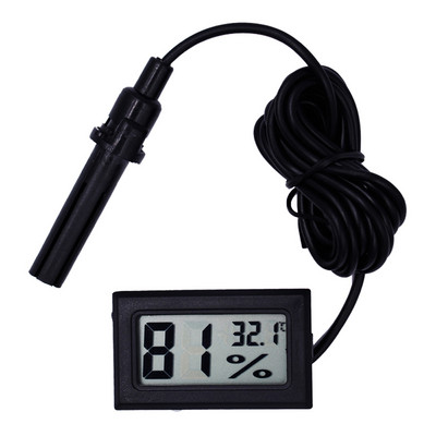 LCD Цифров термометър за влечуги Хигрометър със сонда Хигротермограф Терариум за костенурка Аквариум Измерване на температура и влажност